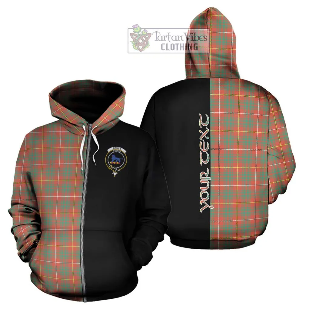 Bruce Ancient Tartan Hoodie with Family Crest and Half Of Me Style