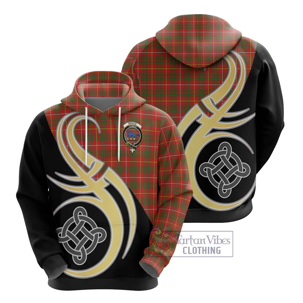 Bruce Modern Tartan Hoodie with Family Crest and Celtic Symbol Style