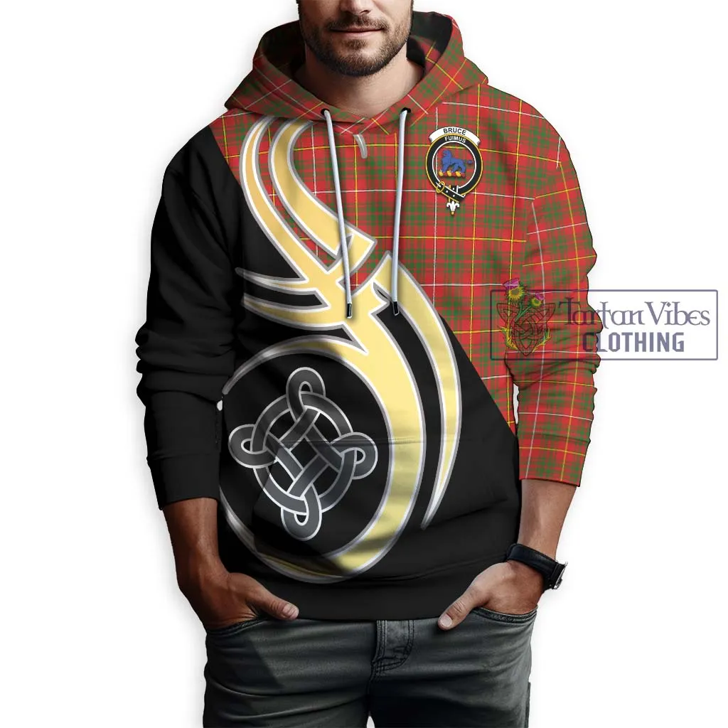 Bruce Modern Tartan Hoodie with Family Crest and Celtic Symbol Style