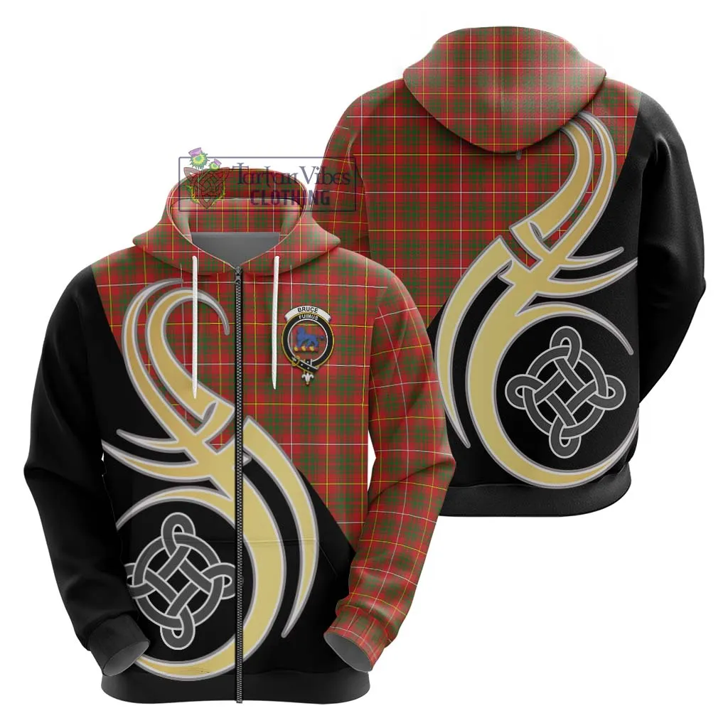 Bruce Modern Tartan Hoodie with Family Crest and Celtic Symbol Style