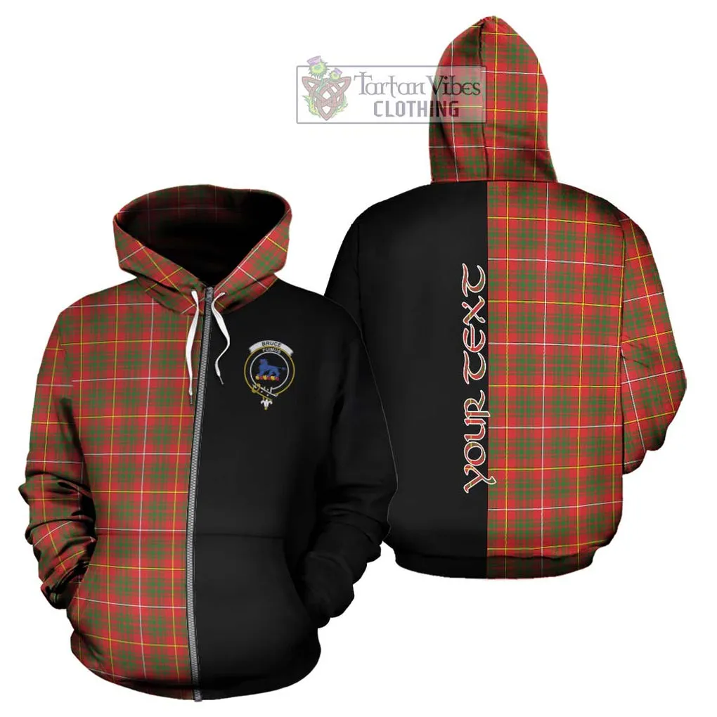 Bruce Modern Tartan Hoodie with Family Crest and Half Of Me Style