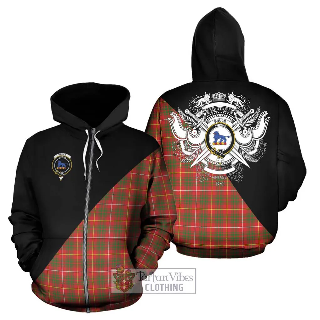 Bruce Modern Tartan Hoodie with Family Crest and Military Logo Style