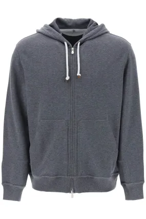 Brunello cucinelli hoodie with zipper in techno cotton