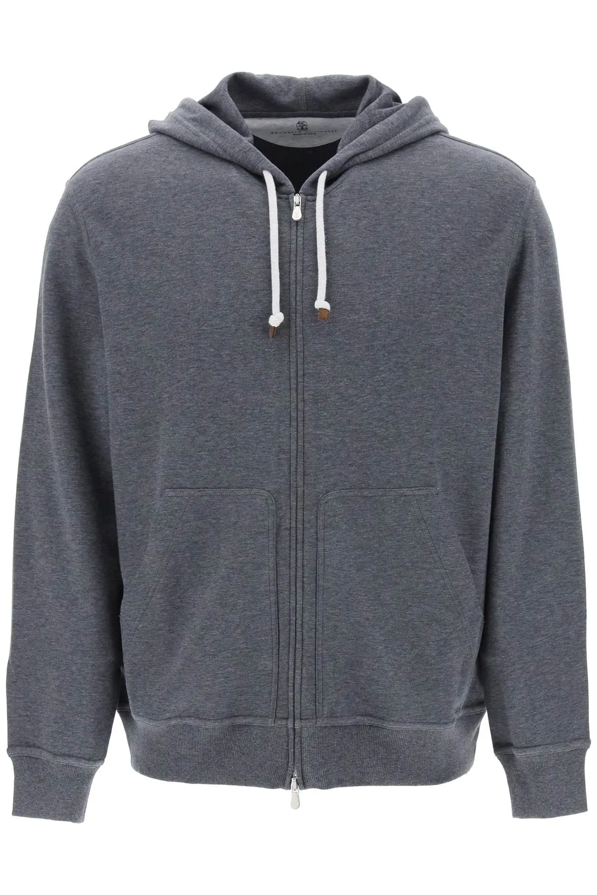 Brunello cucinelli hoodie with zipper in techno cotton