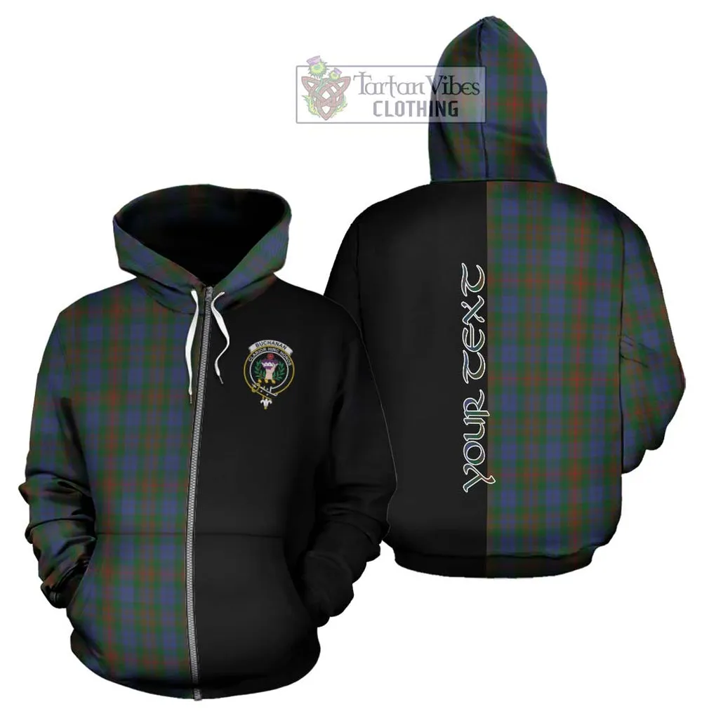 Buchanan Hunting Tartan Hoodie with Family Crest and Half Of Me Style