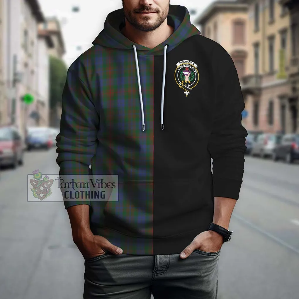 Buchanan Hunting Tartan Hoodie with Family Crest and Half Of Me Style