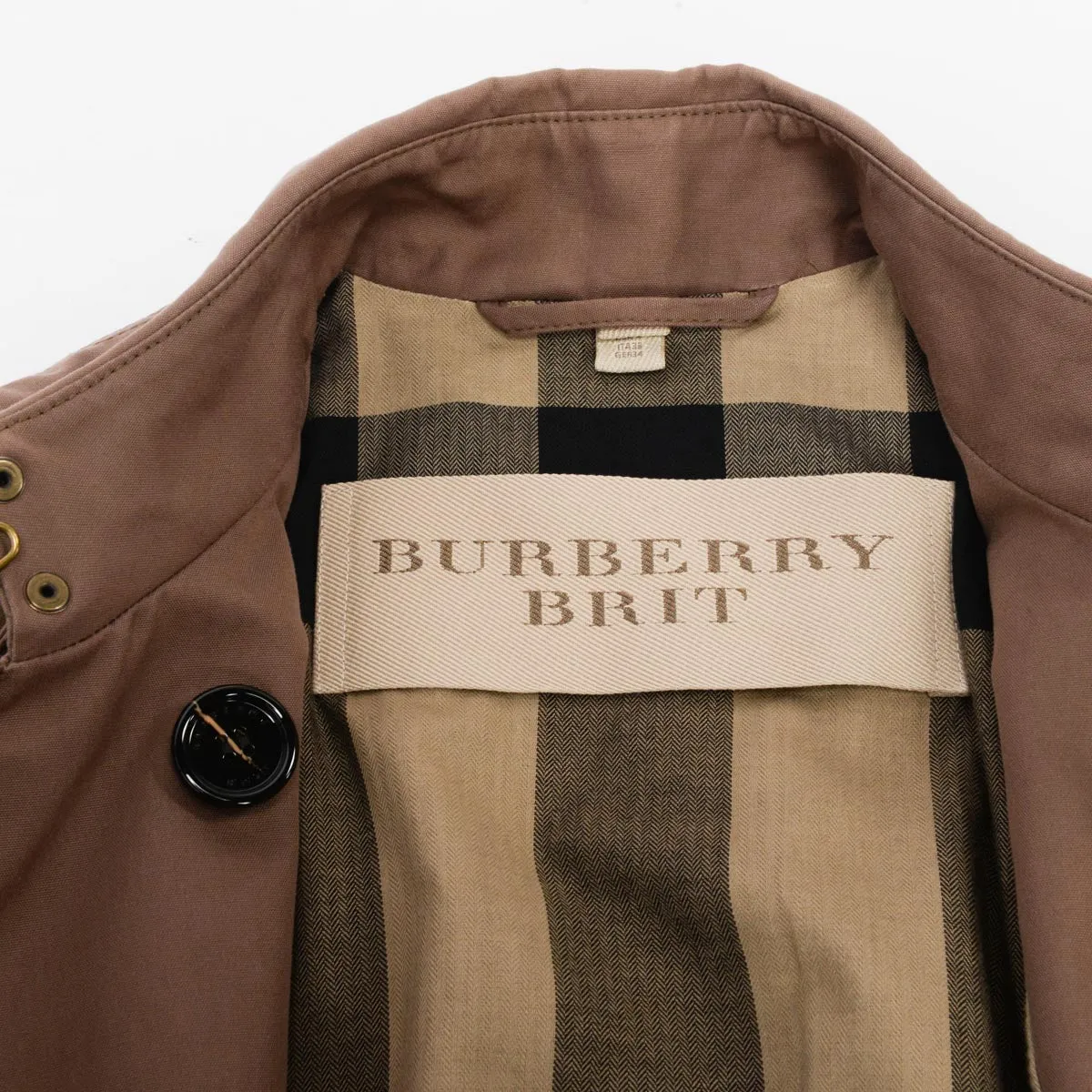 Burberry Brit Khaki Cotton Double Breasted Trench Coat UK 6