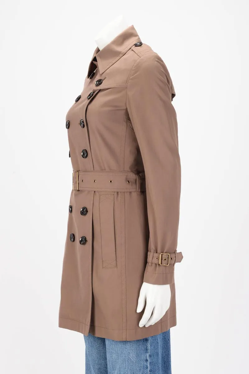 Burberry Brit Khaki Cotton Double Breasted Trench Coat UK 6