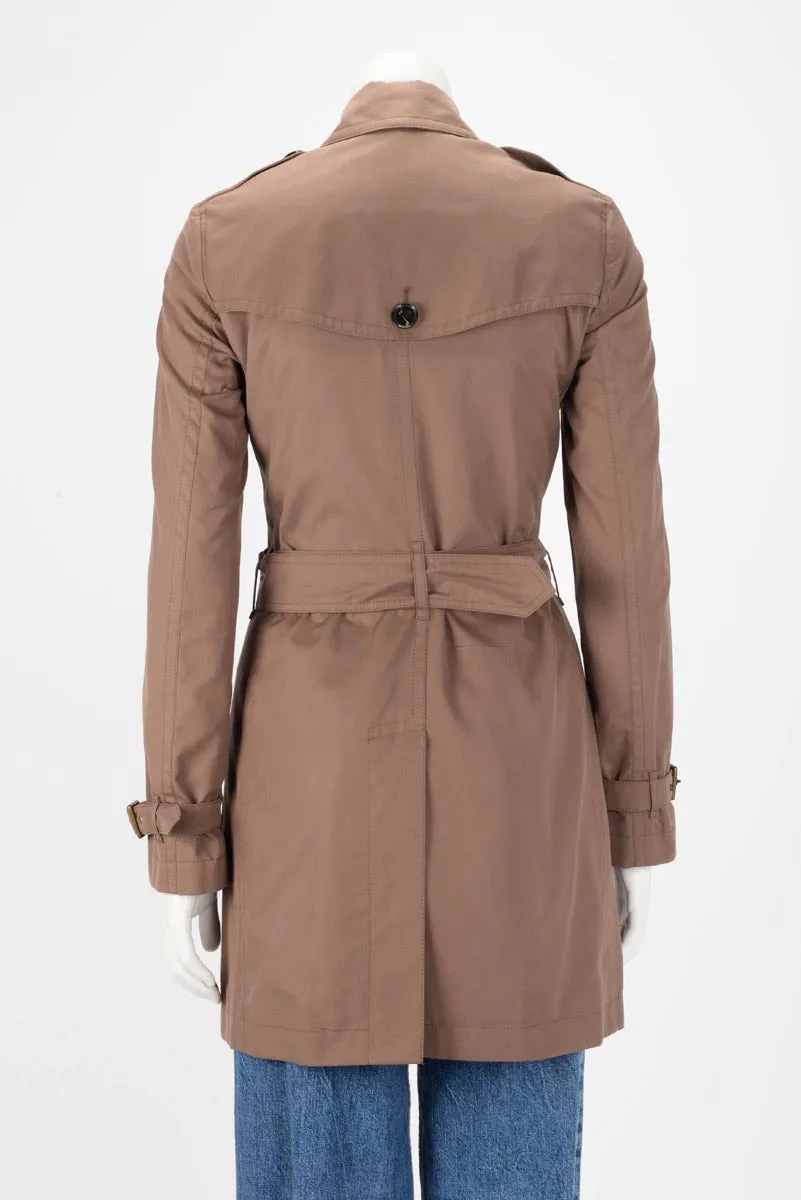 Burberry Brit Khaki Cotton Double Breasted Trench Coat UK 6