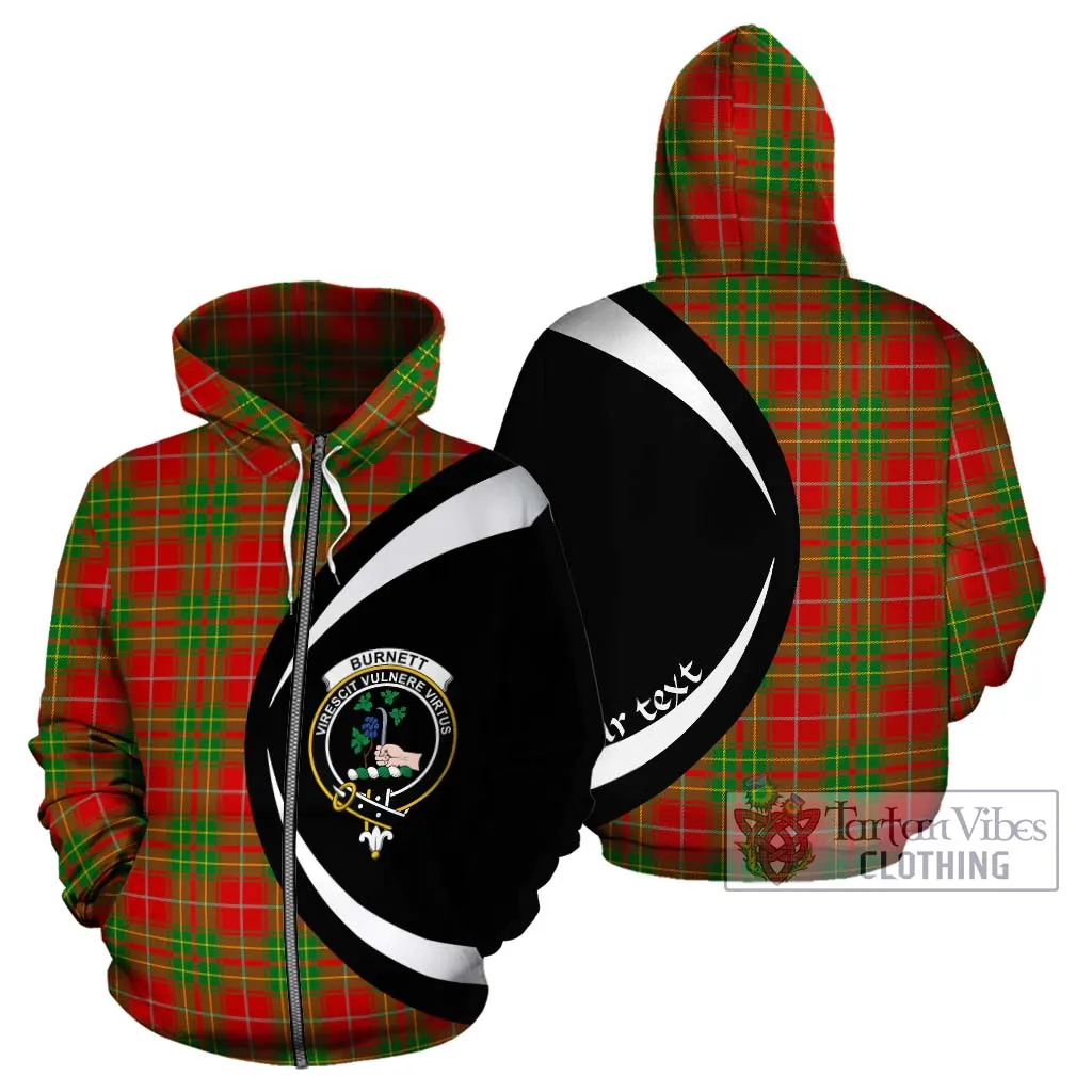 Burnett Tartan Hoodie with Family Crest Circle Style