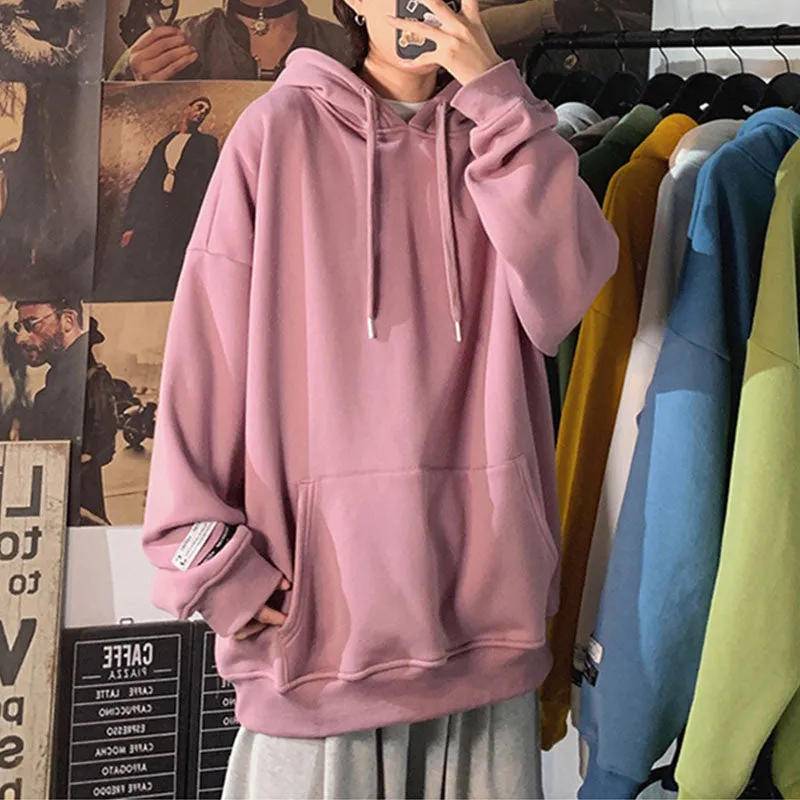 Casual Thick Solid Color Loose Pullover Hoodie