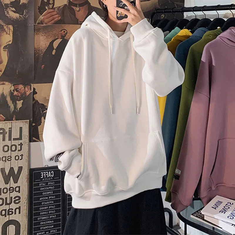 Casual Thick Solid Color Loose Pullover Hoodie