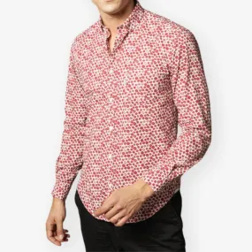 Chemise à manches longues motif pois rouge