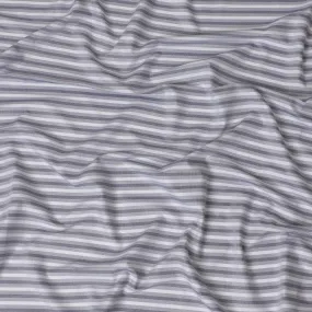 Classic Grey and White Striped Cotton Shirting Fabric, Satin Finish, 150 cm Wide-D19191