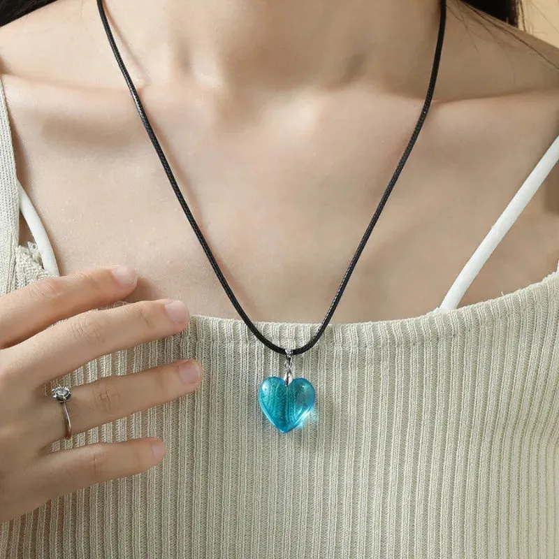 Clothing Jewelry Fashionable Heart Women's Shaped Trendy Pendant Crystal Necklace