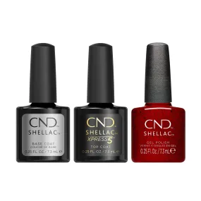 CND - Shellac Xpress5 Combo - Base, Top & Needles & Red (0.25 oz)