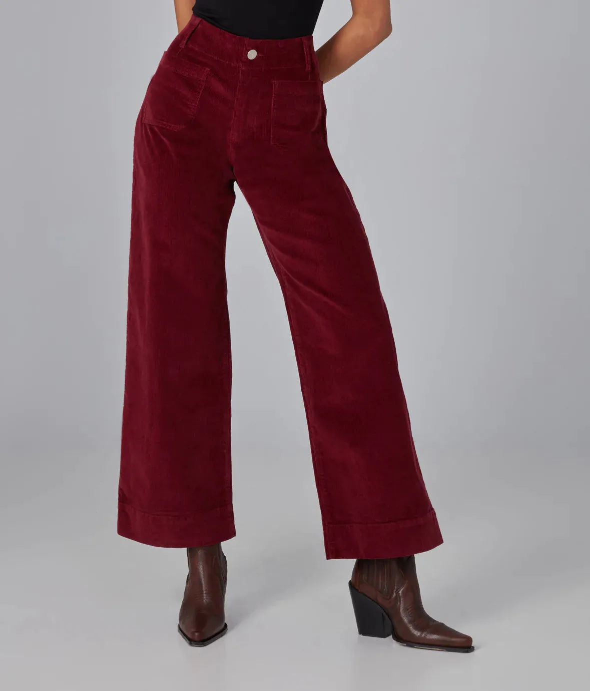 Colette High Rise Wide Leg Cord - Merlot