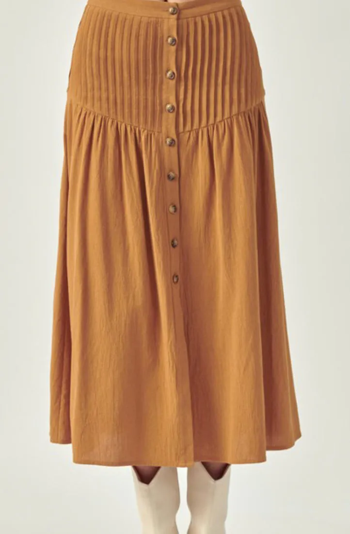 Cotton Pleated Maxi Skirt