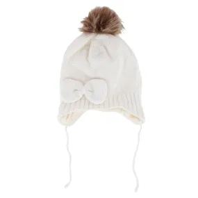 CTM® Girl's One Size Fits Most Knit Winter Beanie with Pom Bow and Ear Flaps