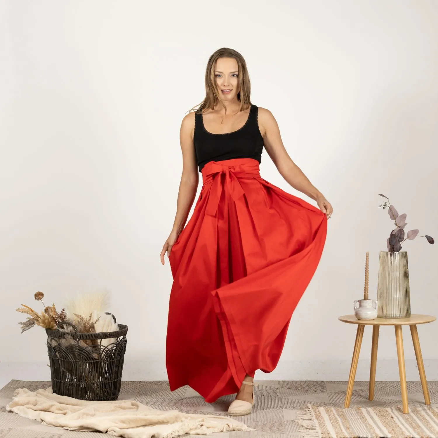 Dark Blue High Waist Pleated Maxi Skirt