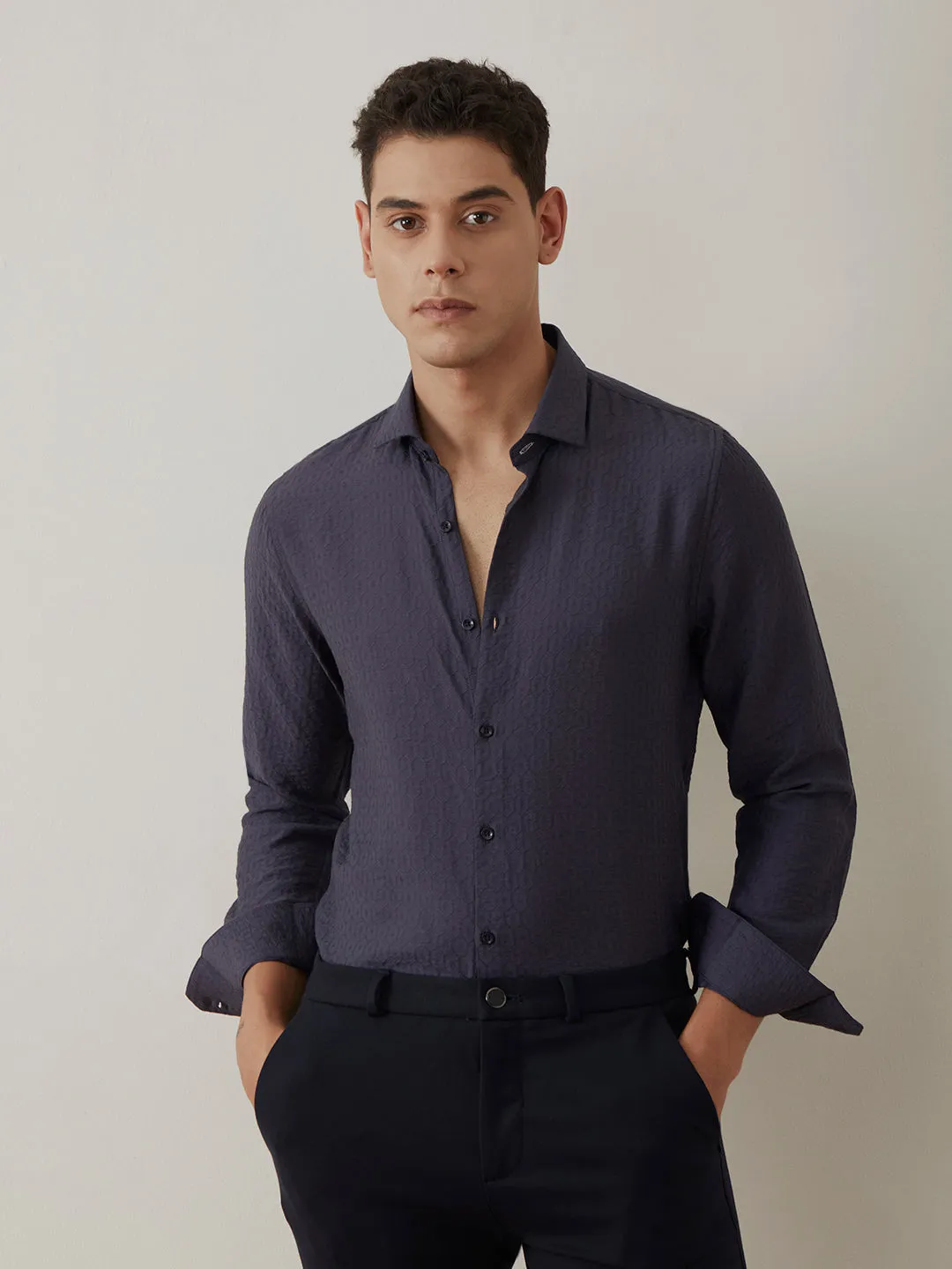 Dark Grey Casual Resort Shirt