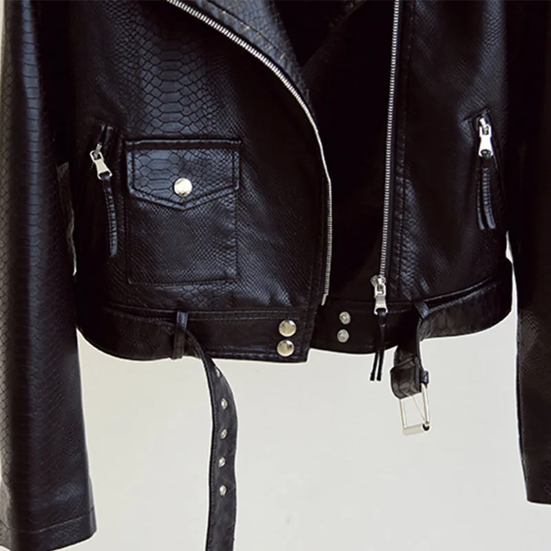 Donna Faux Leather Biker Jacket