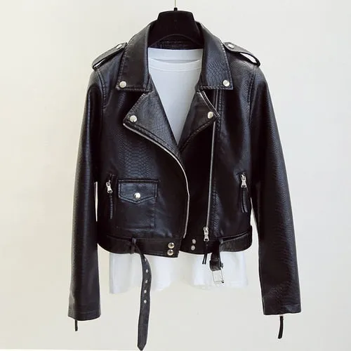 Donna Faux Leather Biker Jacket