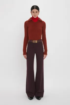 Double Collared Jumper In Russet