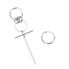 Double Pierced Conjoined Chain Earrings for Female European and American Simple Punk Street Girls Boy Single Earrings