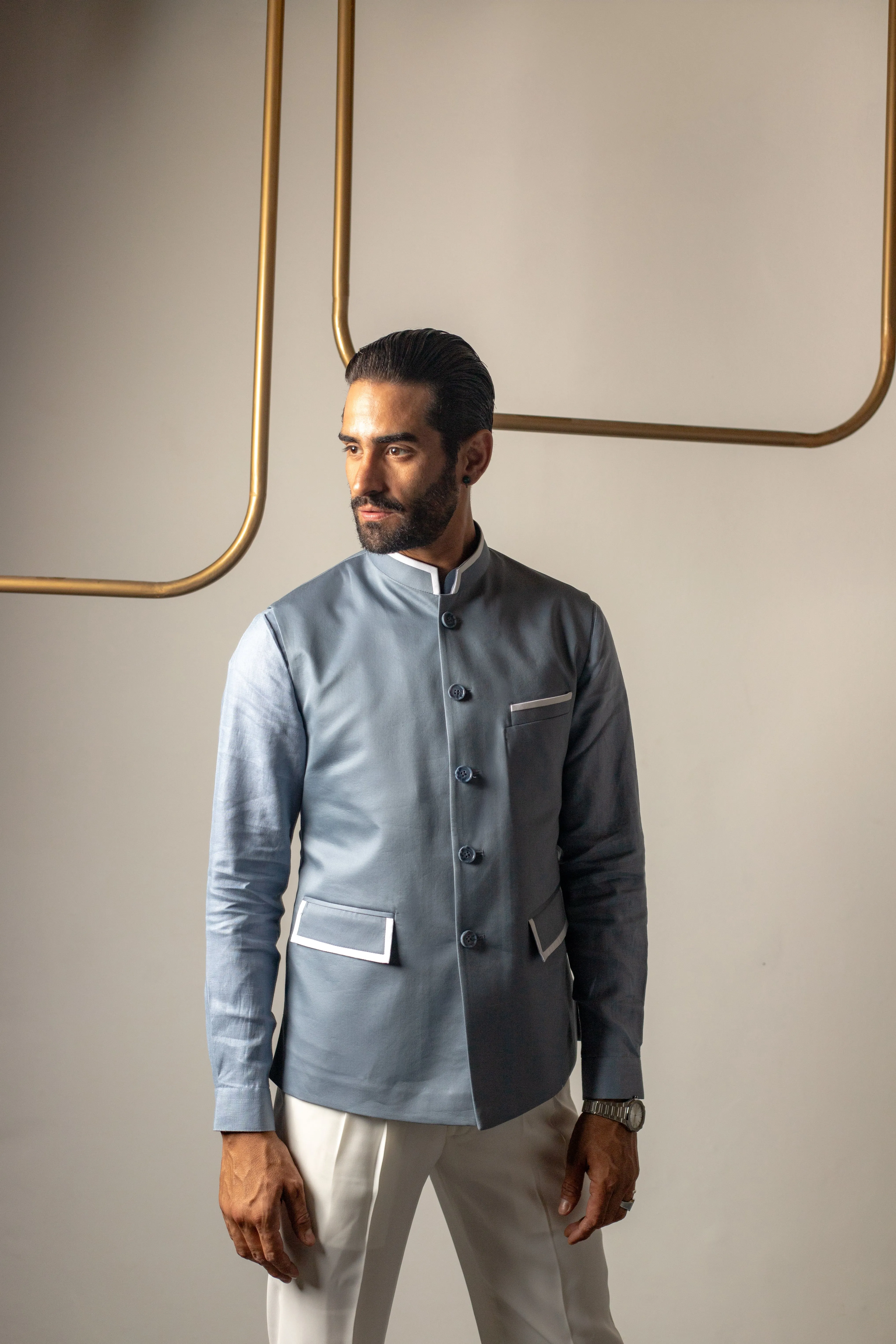 DOVE GREY CLASSIC NEHRU JACKET