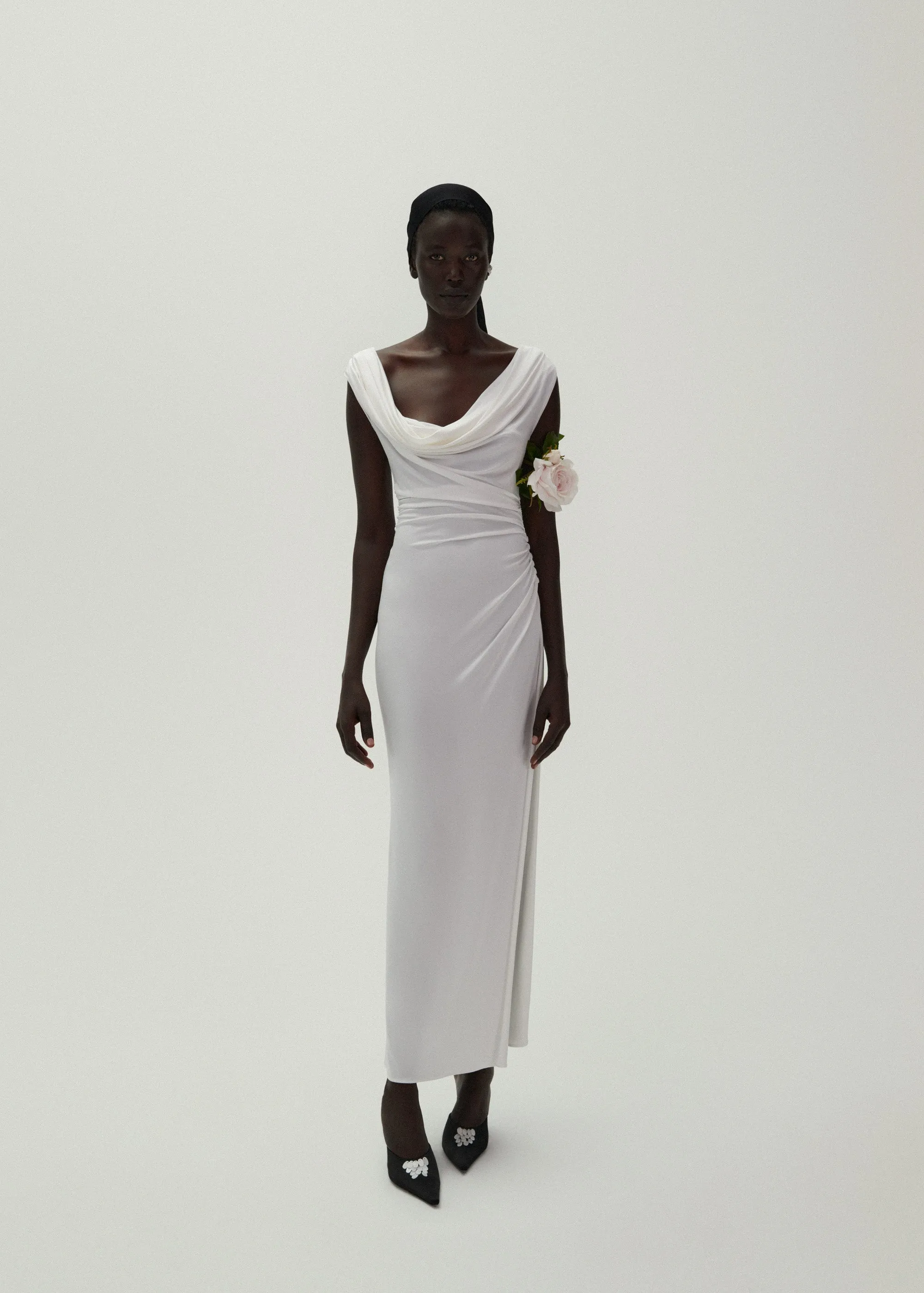 Drop waist jersey tank dress in white