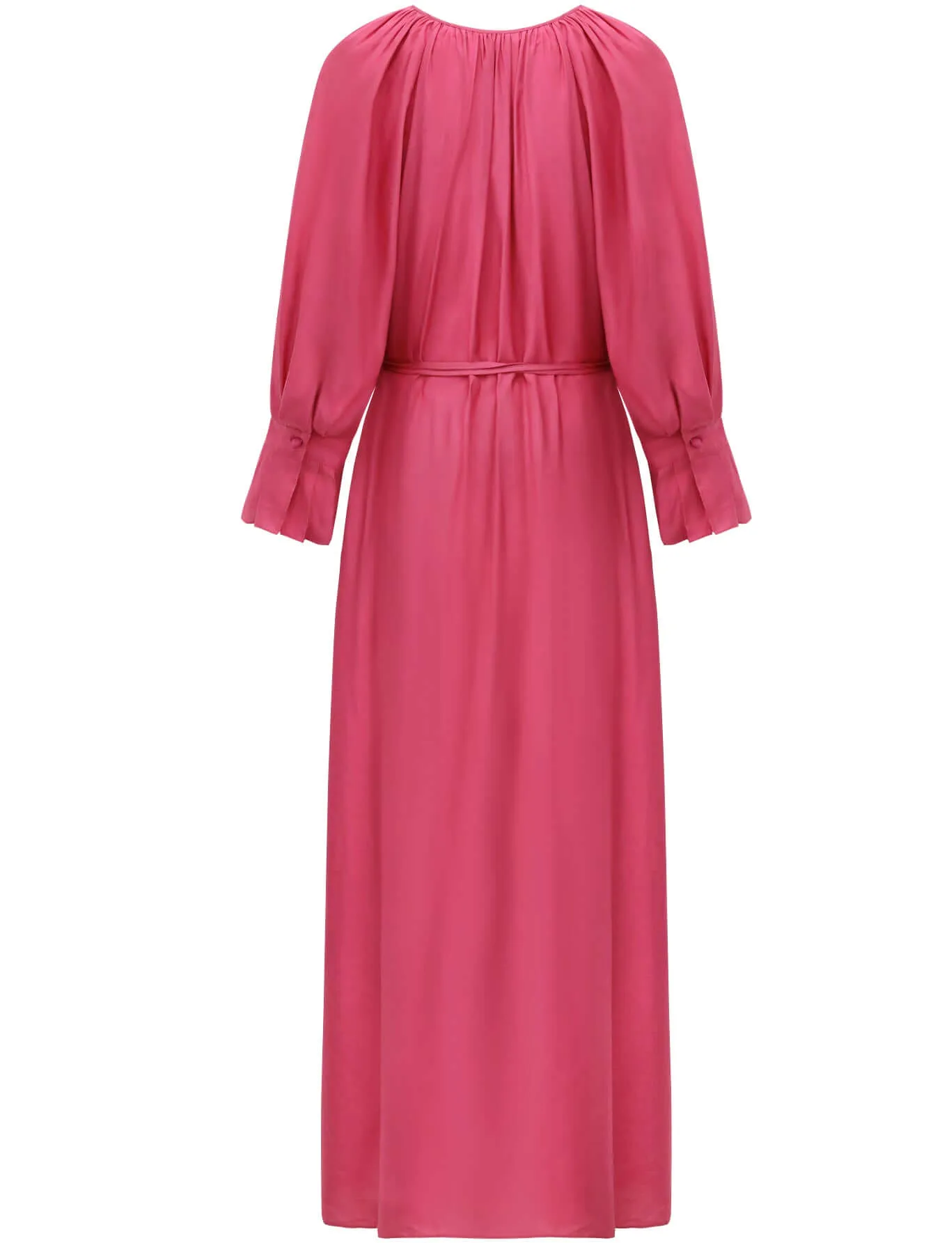 Elegant Pleated Rosebud Pink Blossom Shirt Dress