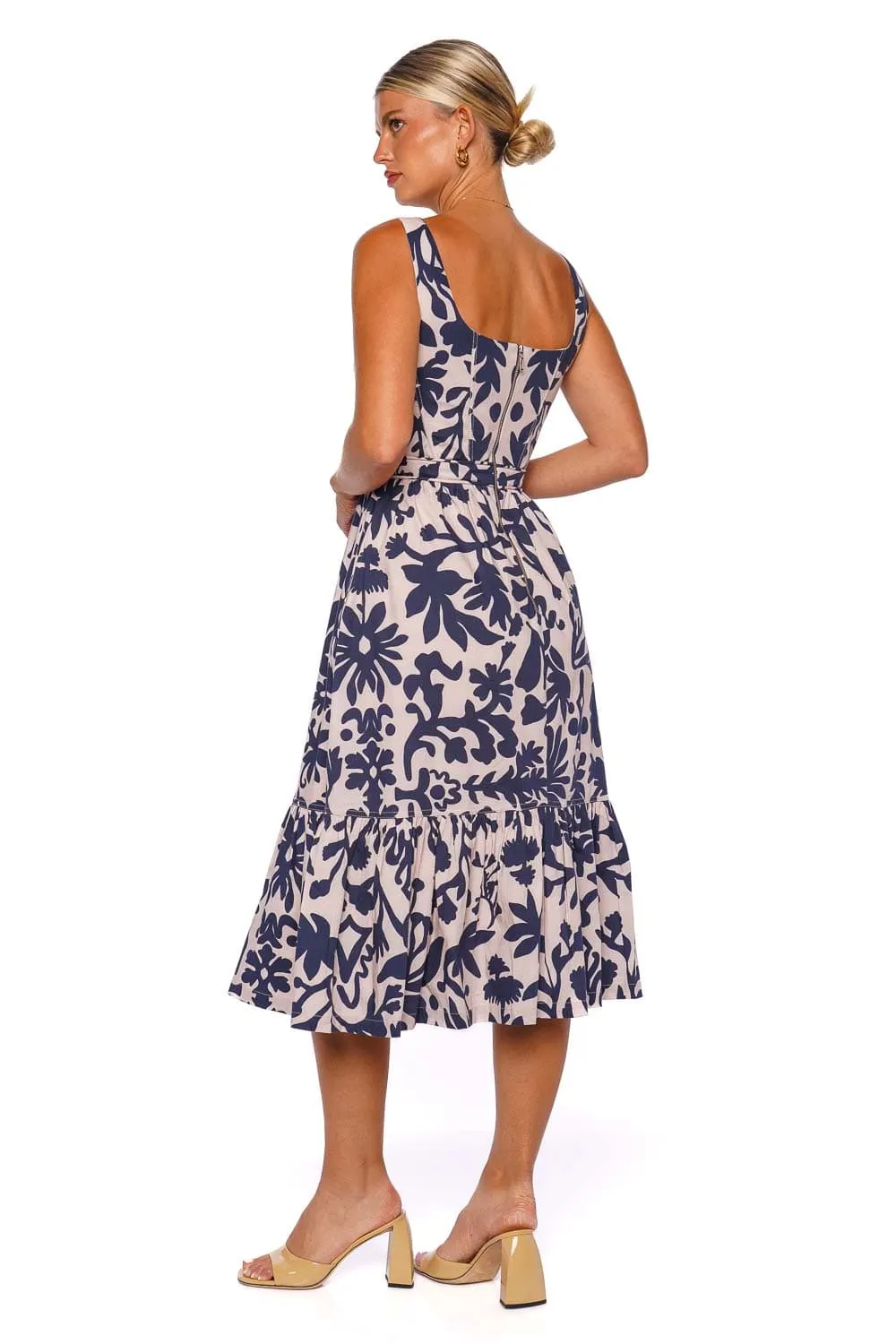 Encanto Navy Floral Cotton Midi Dress