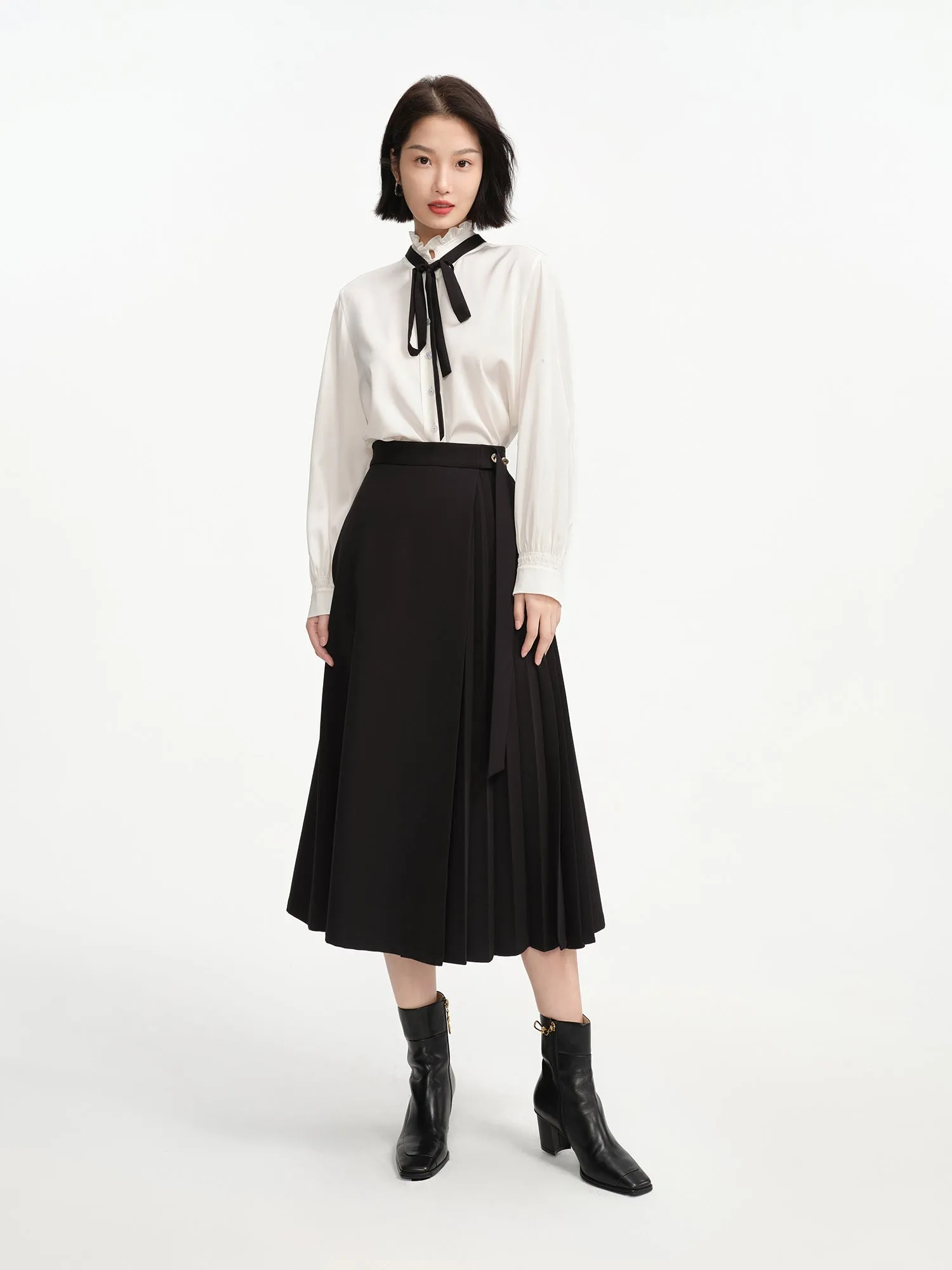 EP YAYING Cropped Pleated Skirt