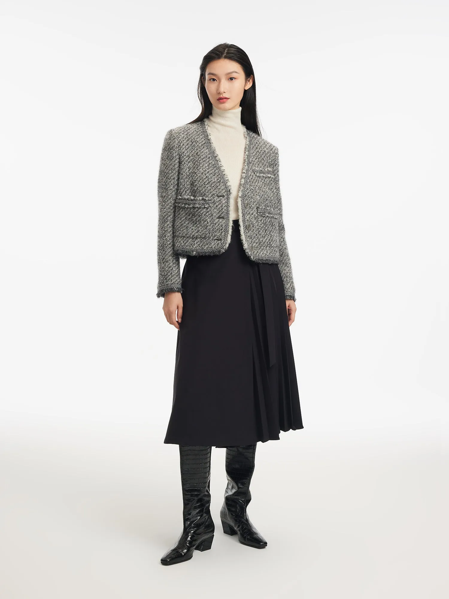 EP YAYING Cropped Pleated Skirt