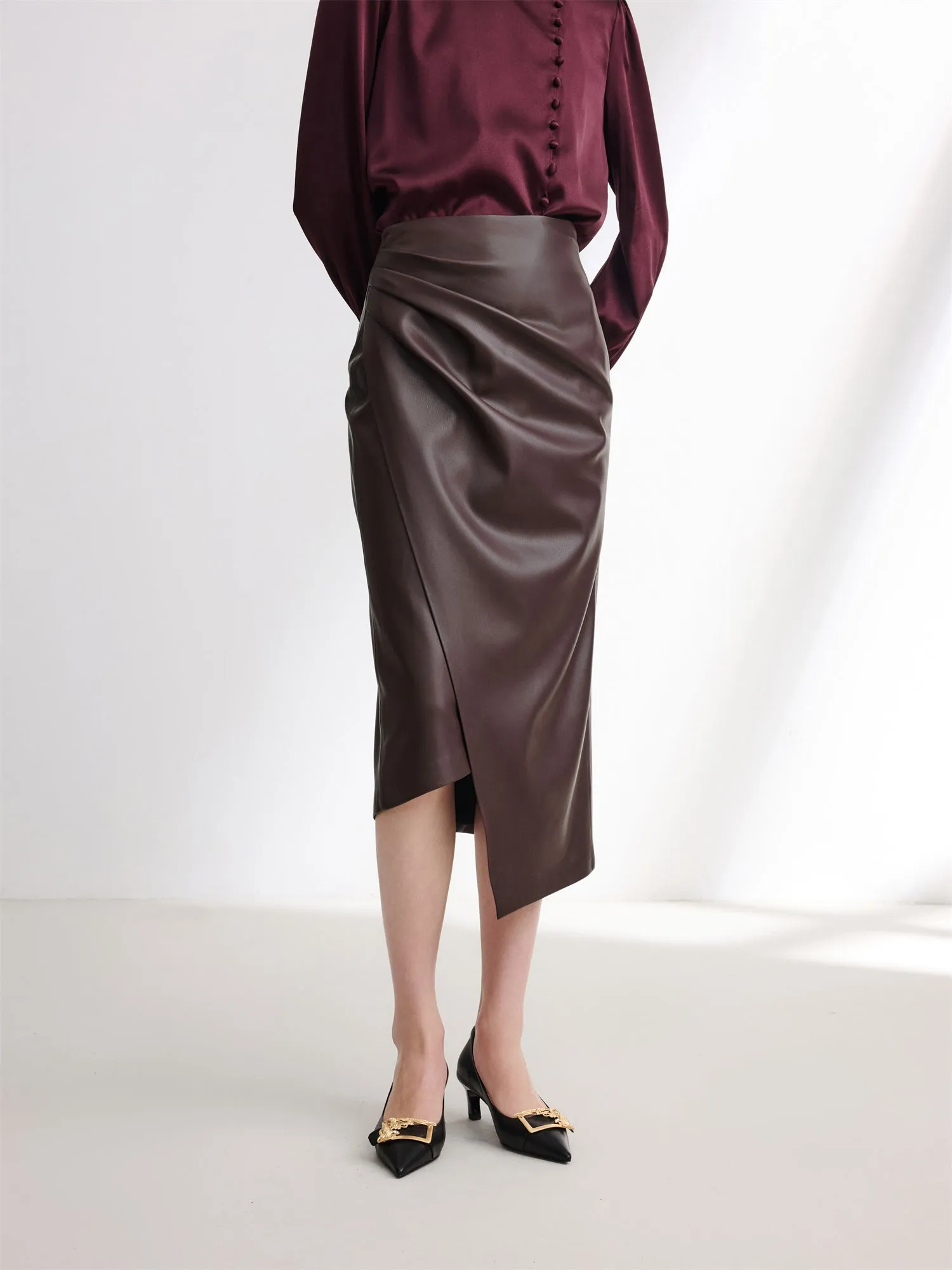 EP YAYING Leather Skirt with split