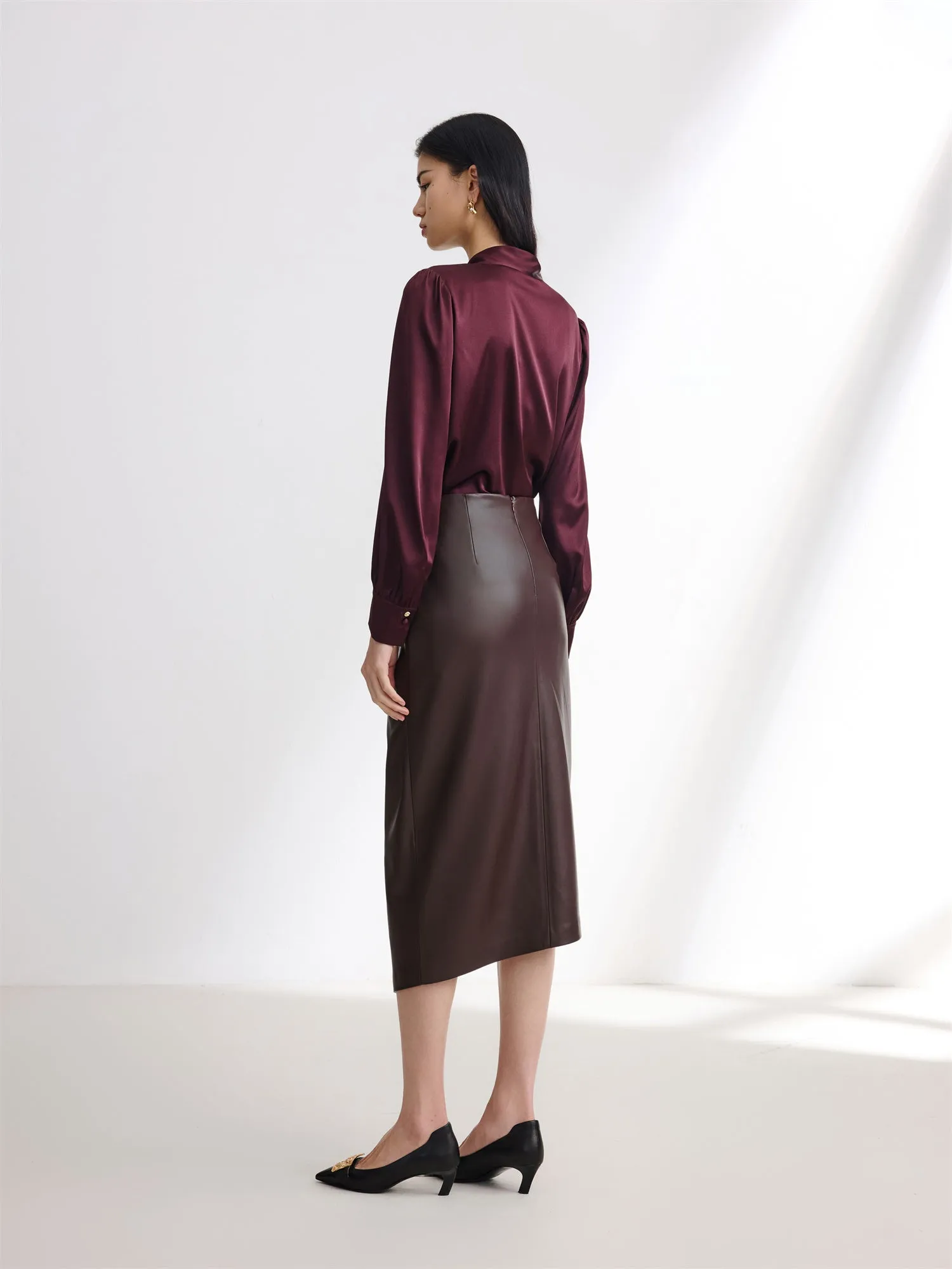 EP YAYING Leather Skirt with split