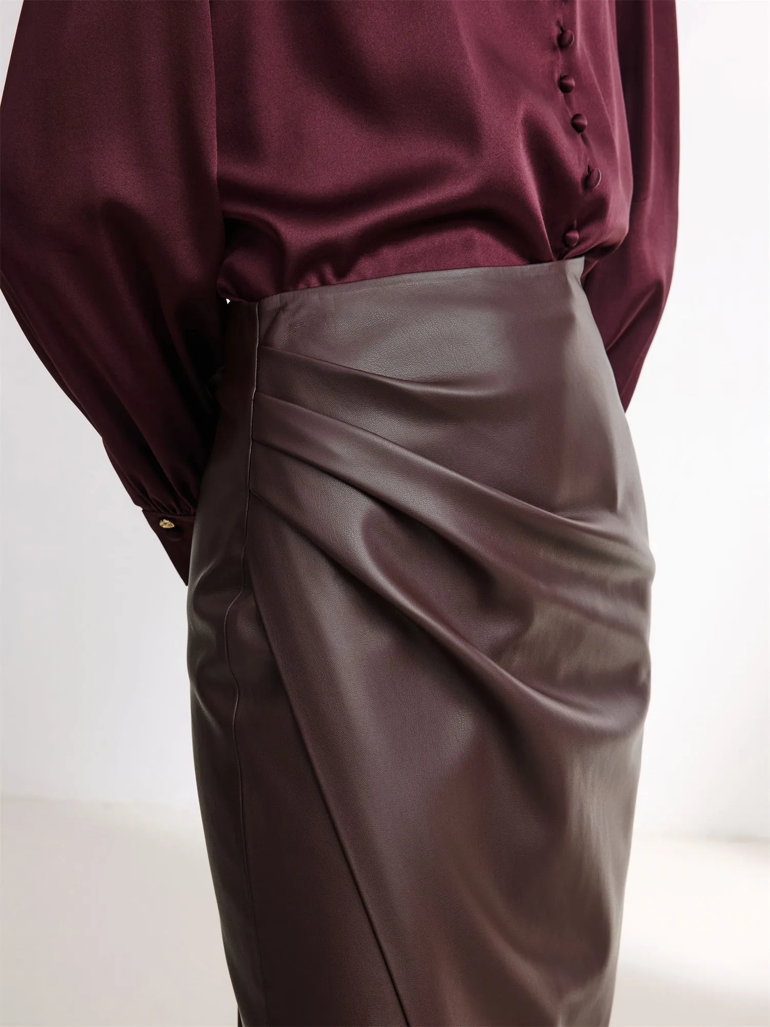 EP YAYING Leather Skirt with split