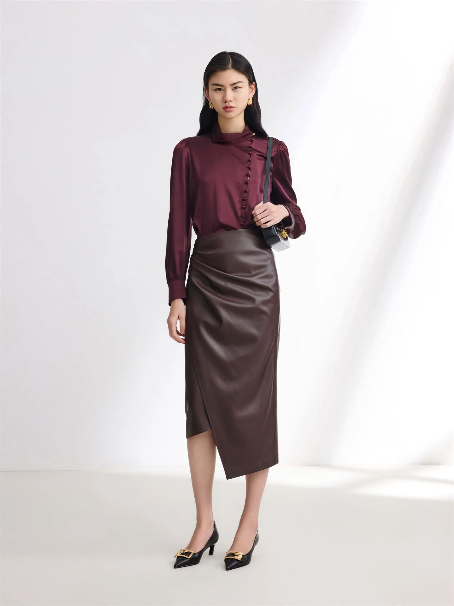 EP YAYING Leather Skirt with split