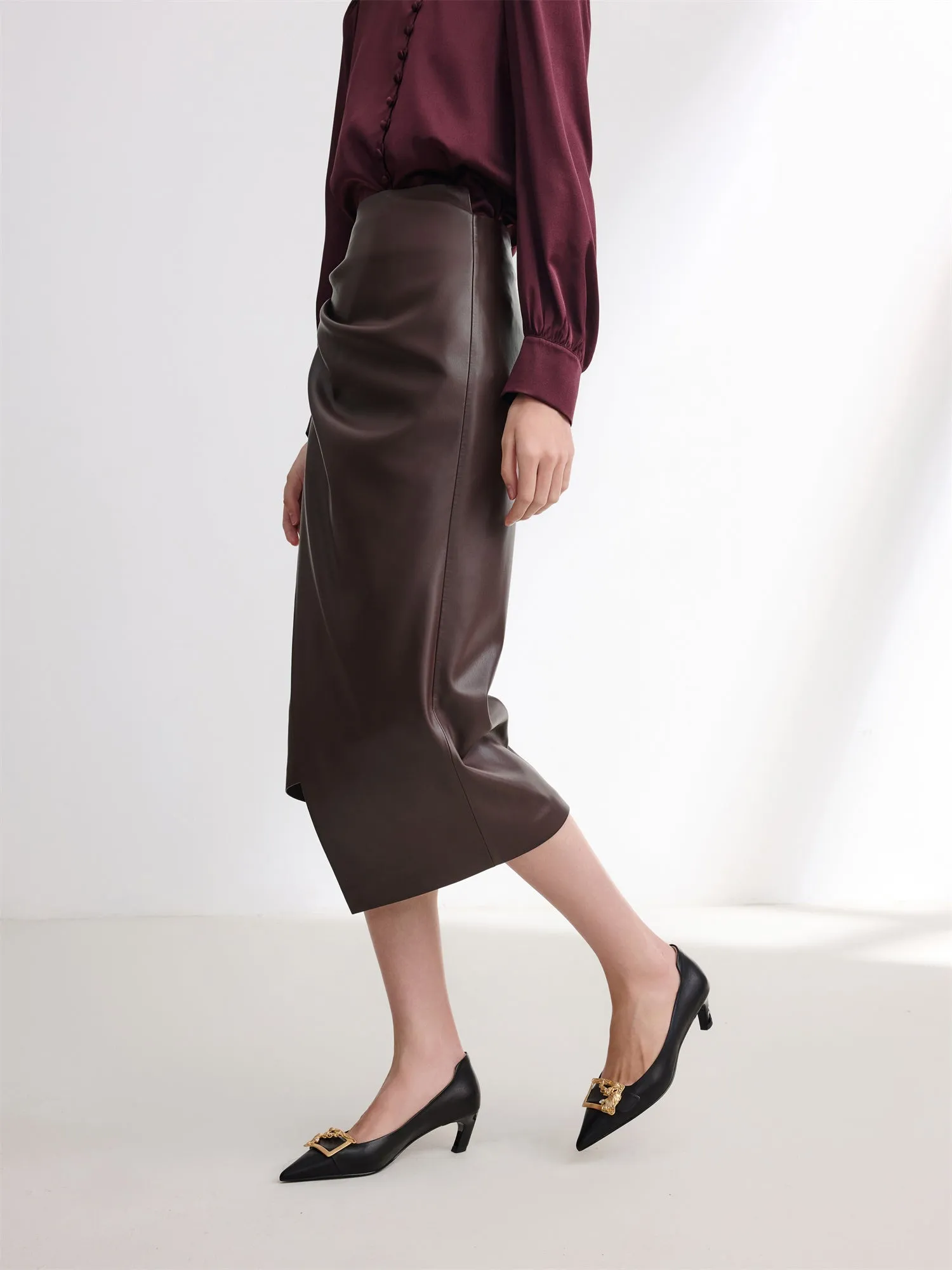 EP YAYING Leather Skirt with split