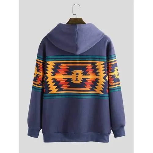 Ethnic Printing Patchwork Hoodies