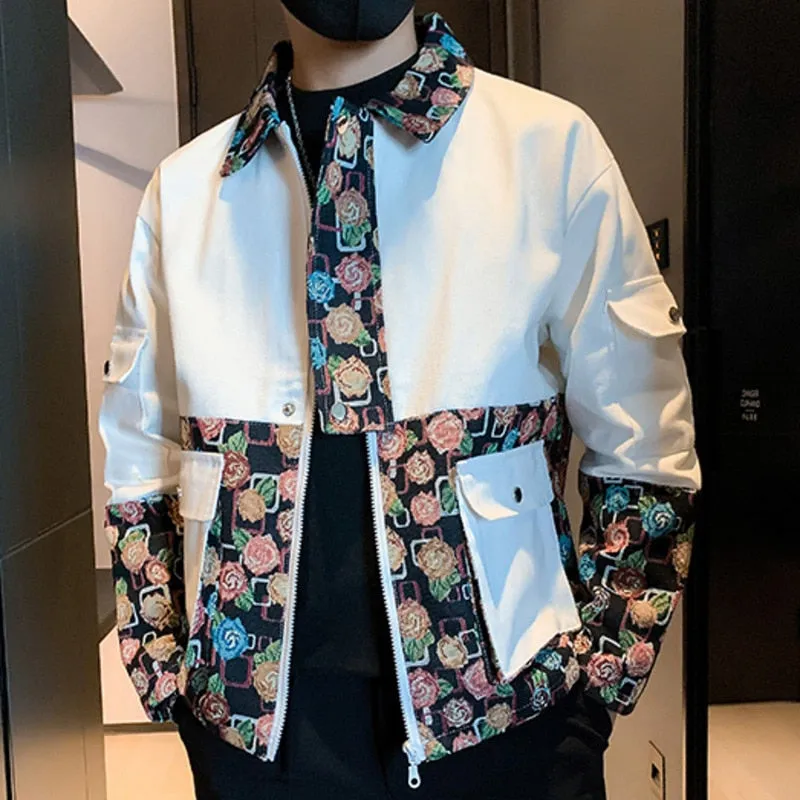 Floral Patchwork Solid Jacket