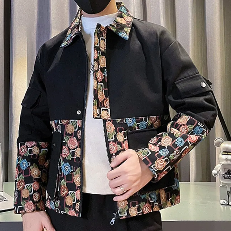 Floral Patchwork Solid Jacket