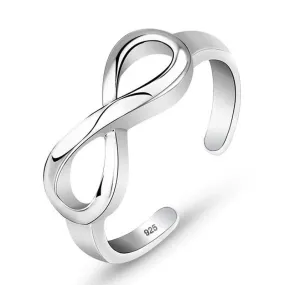 Genuine 925 Sterling Silver Resizable Infinity Ring, Fashion