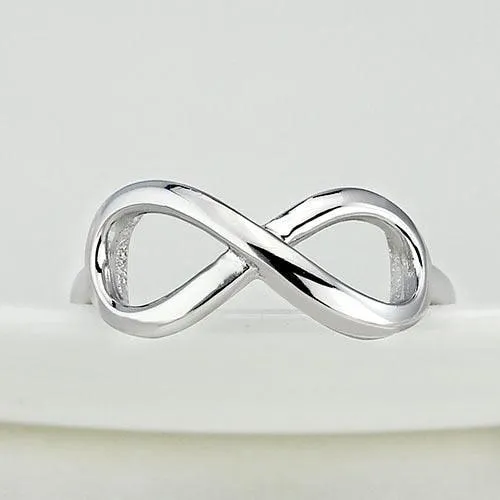 Genuine 925 Sterling Silver Resizable Infinity Ring, Fashion