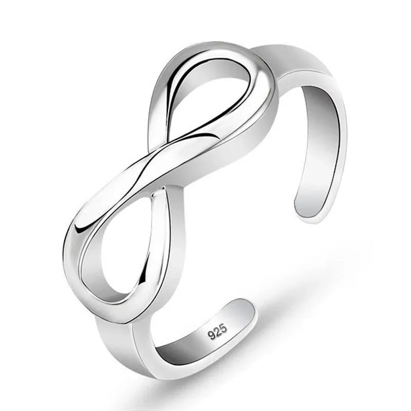 Genuine 925 Sterling Silver Resizable Infinity Ring, Fashion