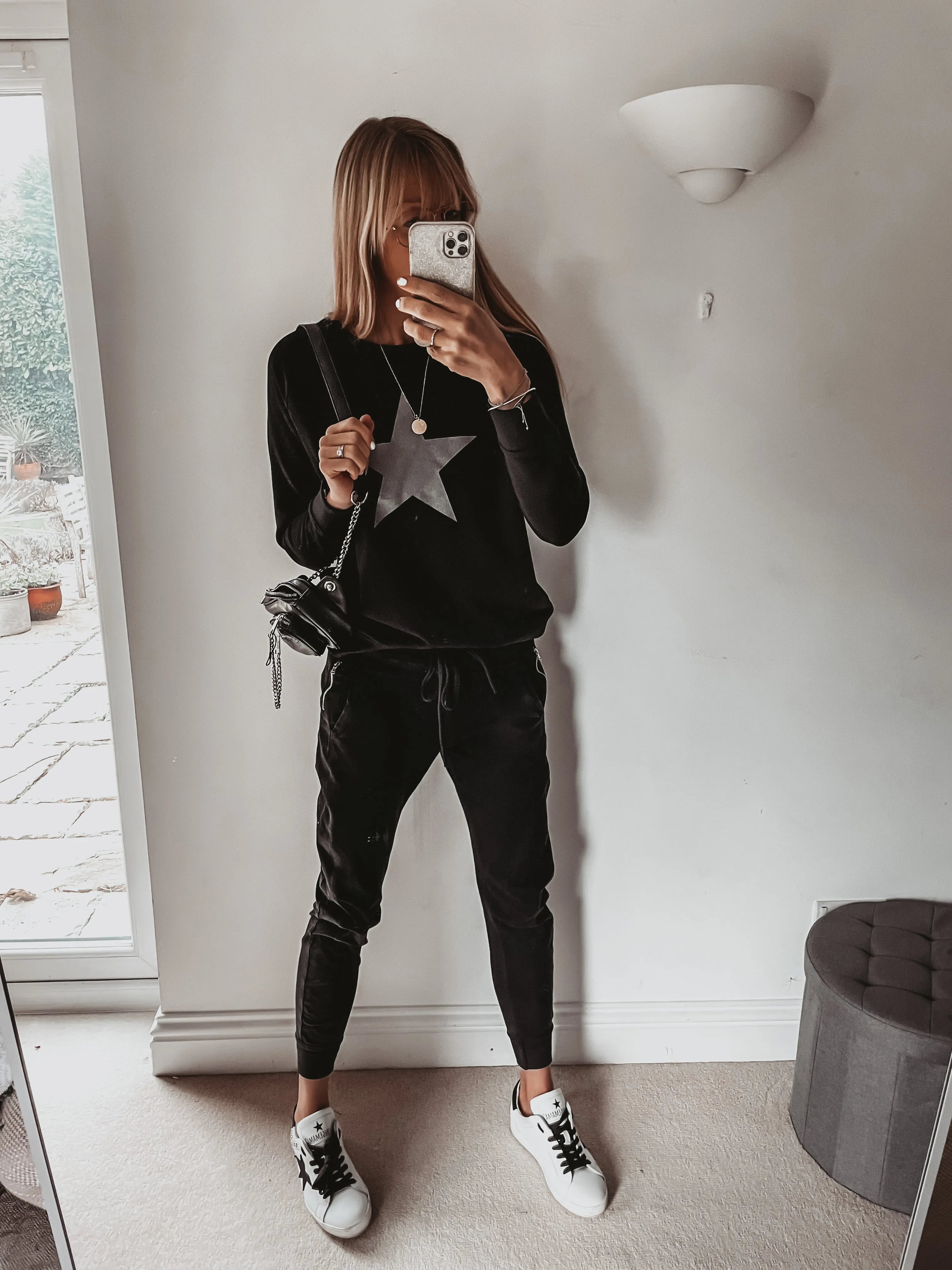 Glitter star black sweatshirt *fitted style*