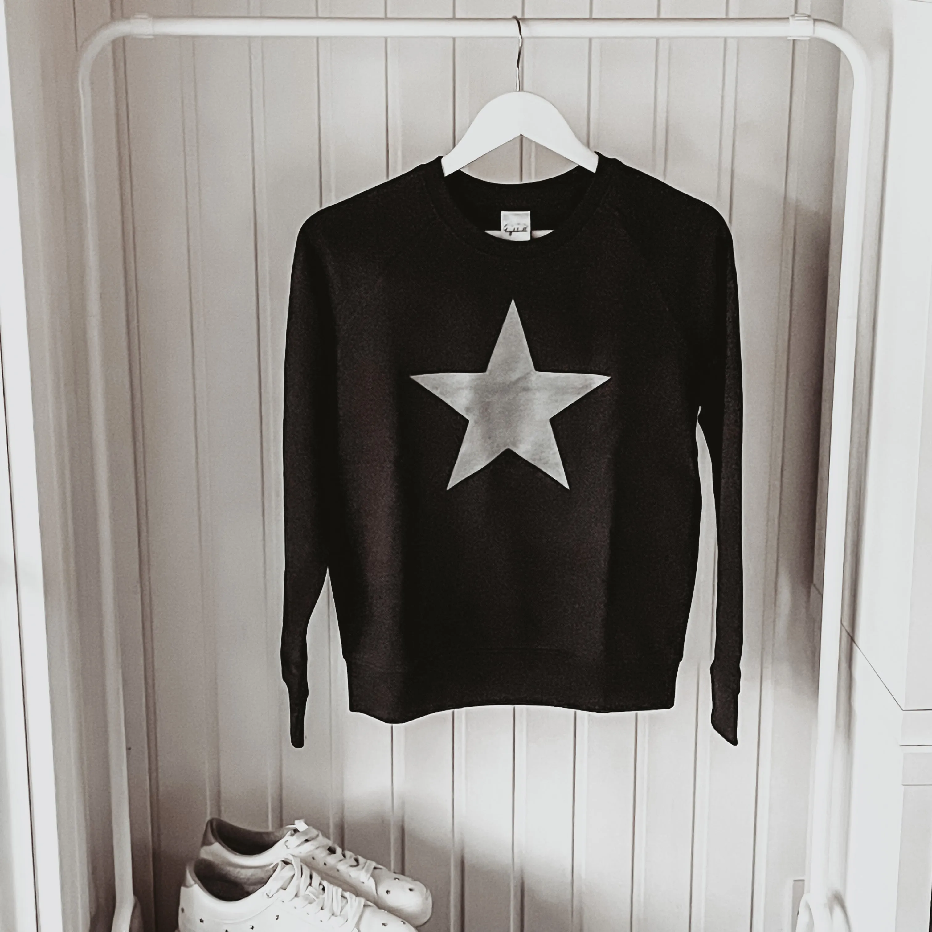 Glitter star black sweatshirt *fitted style*