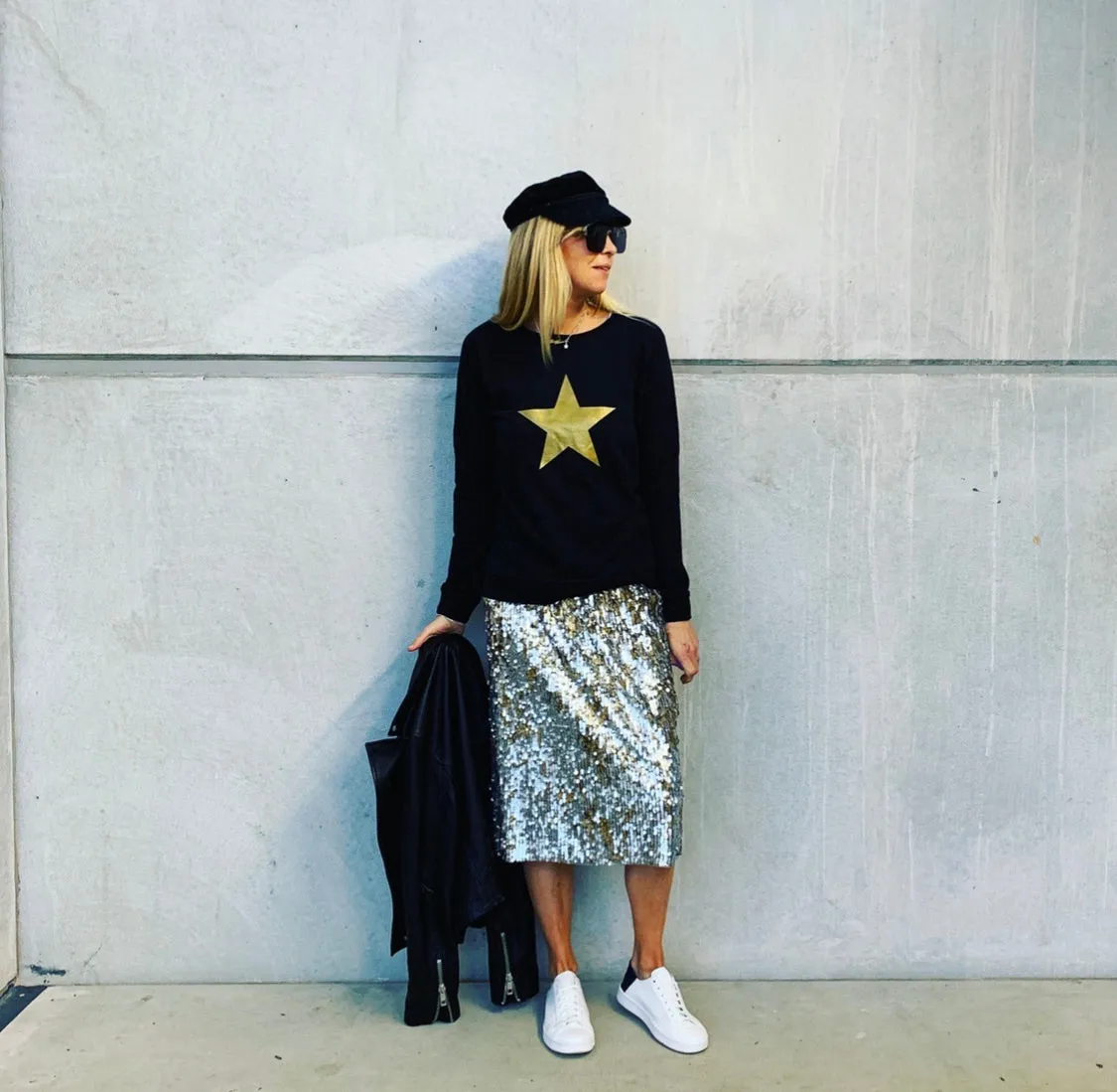 Gold star on a black sweatshirt *not many left now*