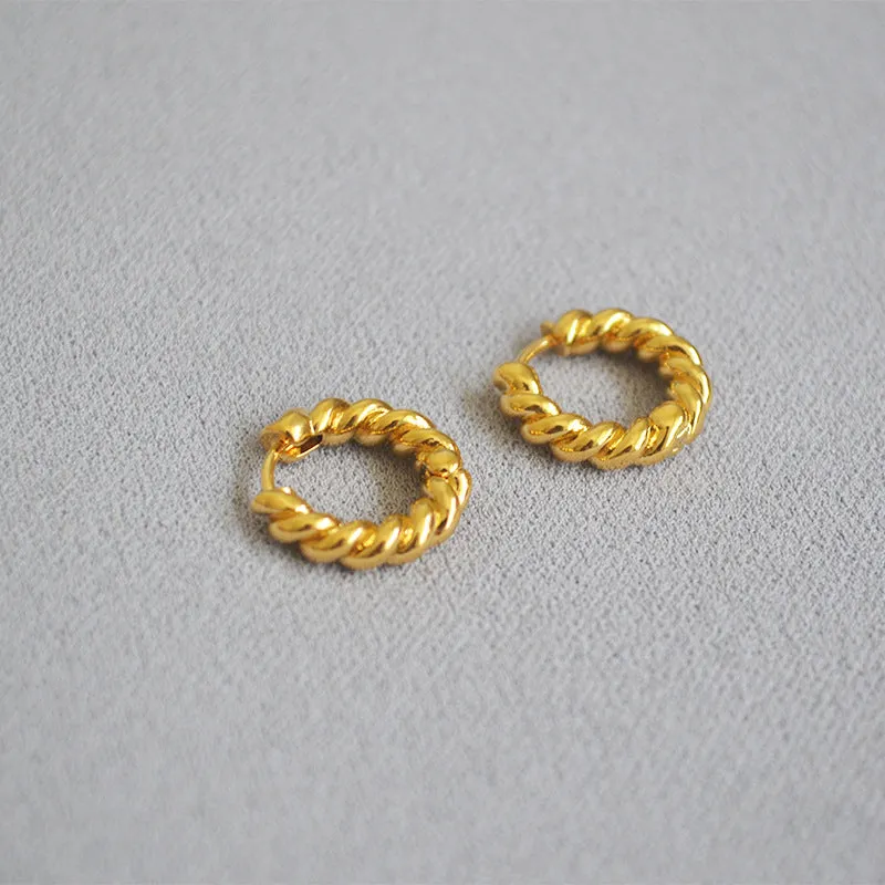 Gold Twisted Hoop Earrings